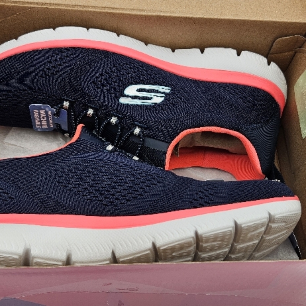 Skechers Navy and Coral Women's Shoes